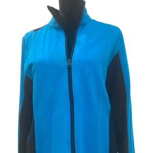 Jones NY Sports Blue and Black Full Zip Jersey Jacket Size XL
